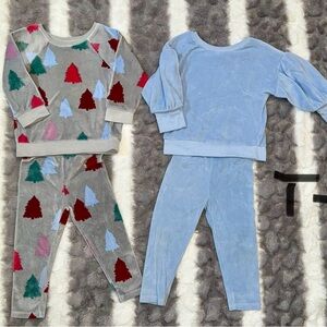 Cozy Kids Pajama Set - Blue and Gray with Tree Pattern